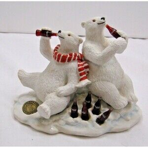 Vintage 1994 Heritage Collection Coca-Cola Polar Bear & Friend Figurine